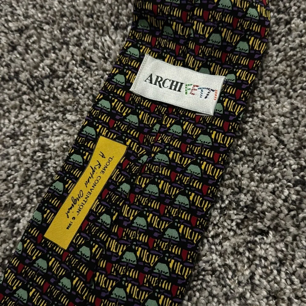 Archifetti “Dome Convention” Green/Yellow/Red/Purple Neck Tie 100% Silk